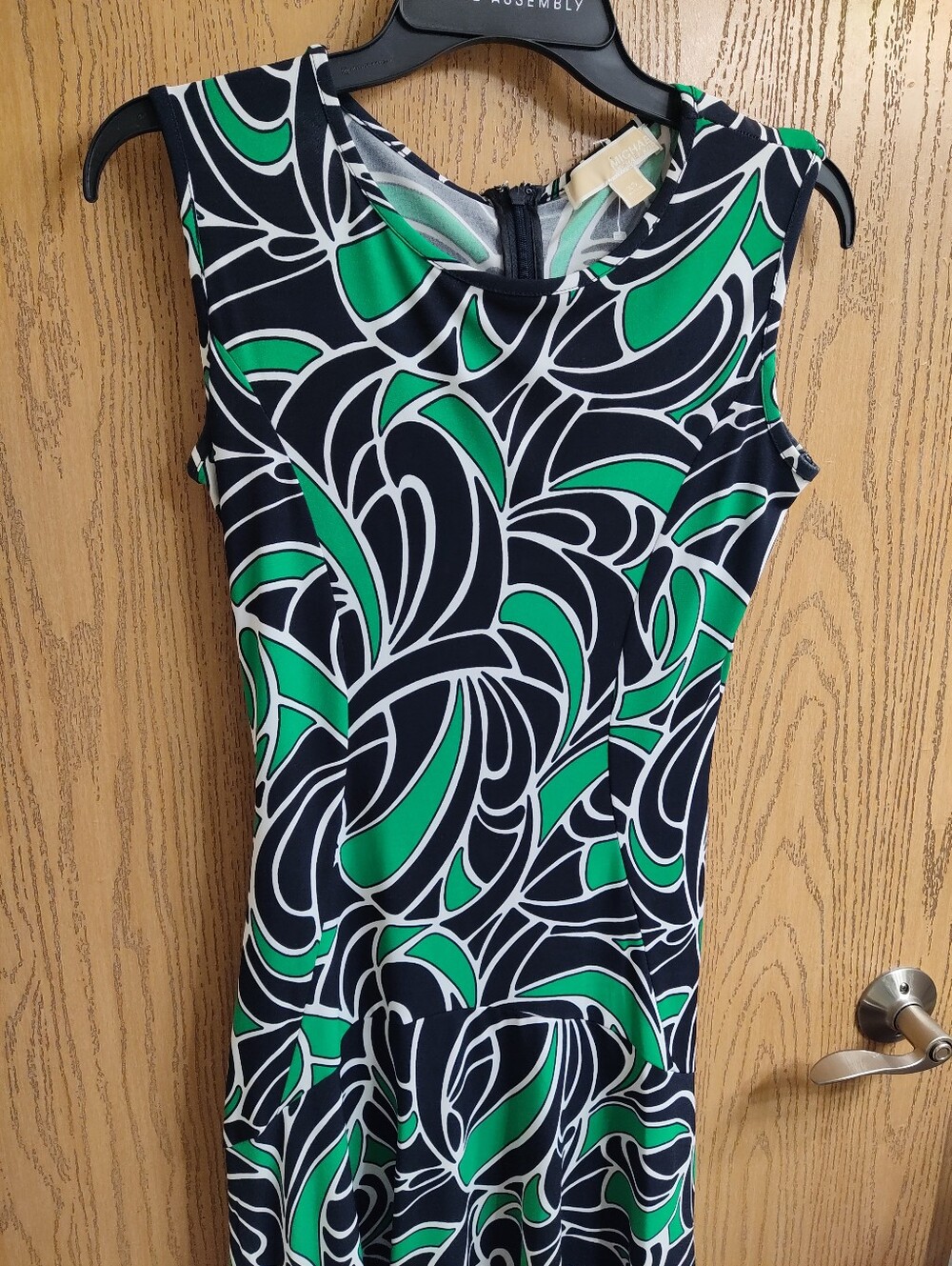 Michael Kors Black, White & Green Printed Dress